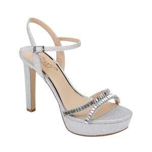 *Jewel Badgley Mischka Galllant Platform Evening Silver Glitter Sandals – Sz 11